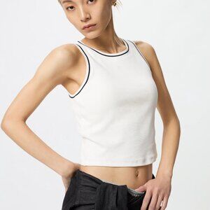 NWOT Uniqlo White Tank Top with Black Trim